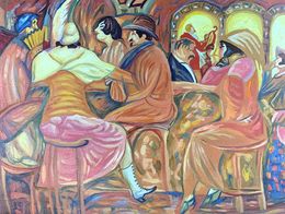 Peinture, "French cafe" - Based on Boris Grigoriev, Viktor Konotopsky