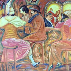 Gemälde, "French cafe" - Based on Boris Grigoriev, Viktor Konotopsky