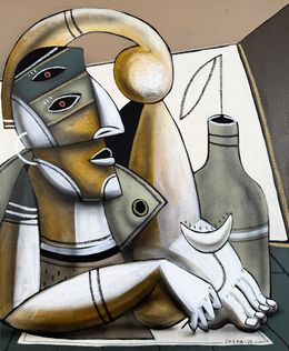 Painting, Le penseur à la fleur, Skepa