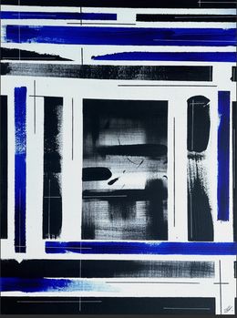 Painting, No Name - Série, les fenêtres bleues - Blue abstract art, Anaïs LF