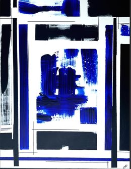 Painting, No Name - Série, les fenêtres bleues - Blue abstract art, Anaïs LF