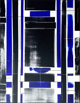 Painting, No Name - Série, les fenêtres bleues - Blue abstract art, Anaïs LF