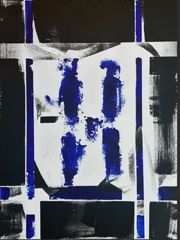 Painting, No Name - Série, les fenêtres bleues - Blue abstract art, Anaïs LF