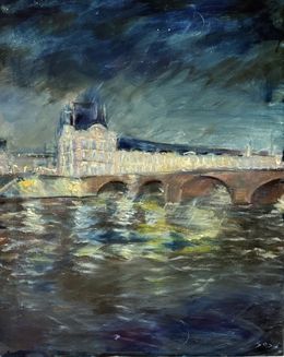 Painting, Louvre at night, Liubou Sas