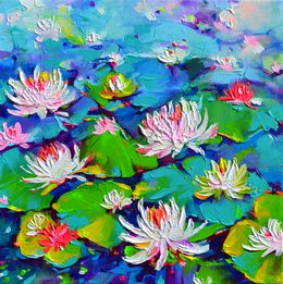 Gemälde, White Water Lilies on the Pond, Soos Roxana