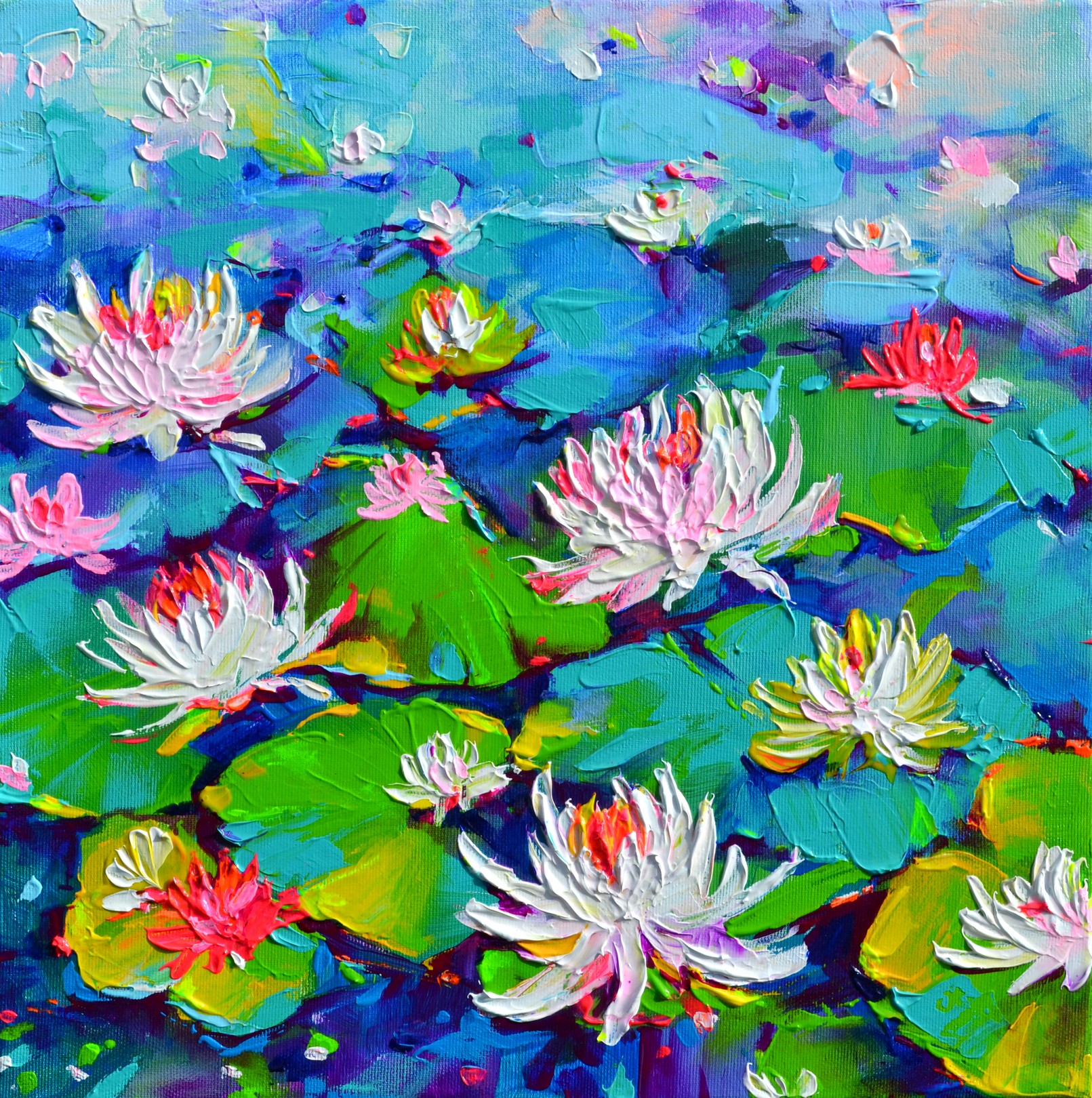 Soos Roxana, White Water Lilies on the Pond Soos Roxana, White Water Lilies on the Pond