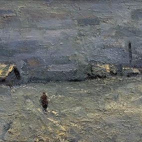 Gemälde, Evening in the village, Volodymyr Pashchenko
