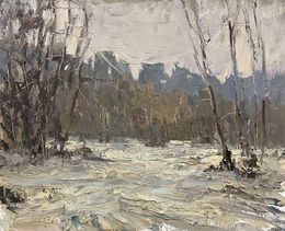 Gemälde, It snowed in the forest, Volodymyr Pashchenko