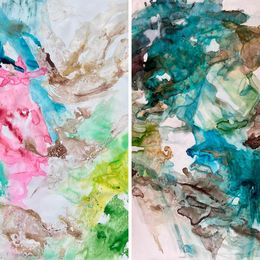 Peinture, Natural Flow Series n2 and Liquid Life Series n5, Diptych, Rosario Briones