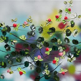 Gemälde, Blooms V - impressionistic floral 3d art, Anastassia Skopp