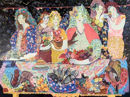 Gemälde, "Girls at the table" - (based on Maria Berrio), Viktor Konotopsky