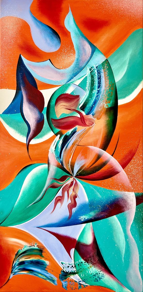 Sandrine Langlade, Orange Turquoise Abstract Rhpasody Sandrine Langlade, Orange Turquoise Abstract Rhpasody