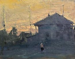 Painting, Construction of a church in the village, Volodymyr Pashchenko