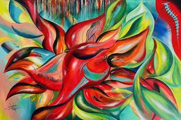 Painting, Floraison céleste, Sandrine Langlade