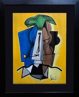 Painting, Femme cubiste au chapeau, Jean-Luc Beaufils
