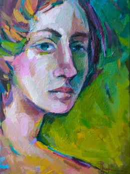 Painting, Portrait of a Woman "She Knows", Julia Ruf