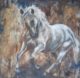 Painting, Cheval galopant, Nicole Lavigne