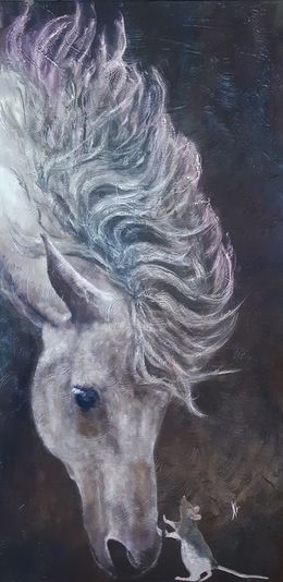 Gemälde, Cheval et souris, Nicole Lavigne