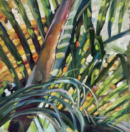 Gemälde, Golden Light Through the Palm, Momalyu Liubov Kriuchkova