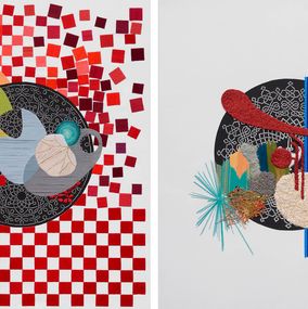 Peinture, Untitled III & II Diptych, Hand Embroidery on printed cloth, Ana Seggiaro