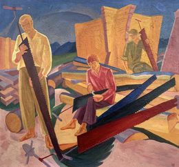 Pittura, At a construction site - (based on Alexandr Bogomazov), Viktor Konotopsky