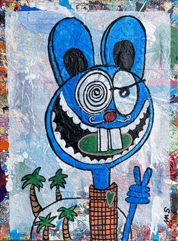 Gemälde, Vive les lapins en bleu, Seb Paul Michel