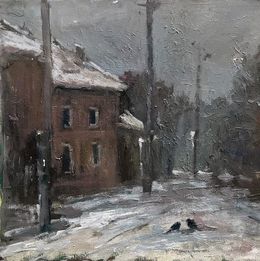 Gemälde, Winter on the city streets, Volodymyr Pashchenko