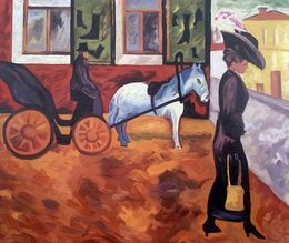 Peinture, Walk around the city- (based on Natalia Goncharova), Viktor Konotopsky