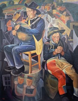 Gemälde, Street musicians - (based on Boris Grigoriev), Viktor Konotopsky