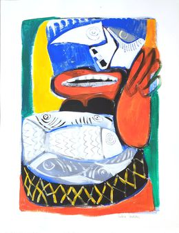 Gemälde, La marchande de poissons, Sabine Louriac