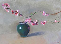 Gemälde, Cognassier du japon III, Christophe Thiry