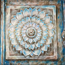 Painting, Temple lotus. Colorful., AreiRa