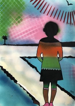 Peinture, La fille qui voulait voir la mer N°8, Jacob Diboum