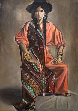 Gemälde, South American Muse in Coral and Earthtones, Victo