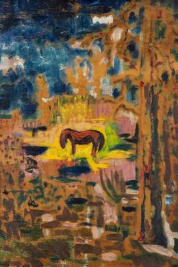 Painting, Grazing Horse, Sirio Pellegrini