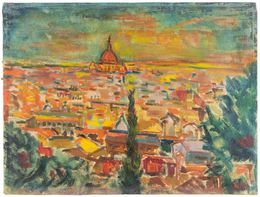Peinture, View of Rome from Gianicolo, Sirio Pellegrini