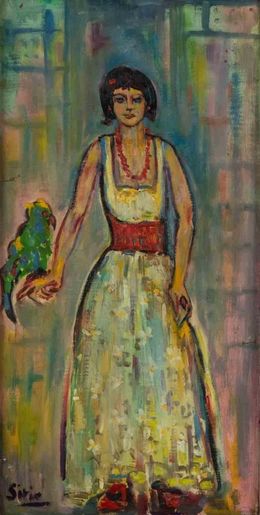 Gemälde, Maja with Parrot, Sirio Pellegrini