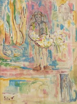 Painting, Girl, Sirio Pellegrini