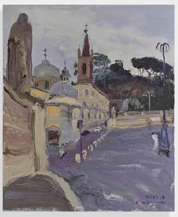 Pintura, View of Trinità dé Monti, Wang Cun Yu