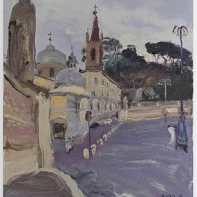 Painting, View of Trinità dé Monti, Wang Cun Yu
