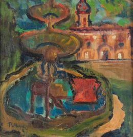 Peinture, Square in Capestrano, Sirio Pellegrini