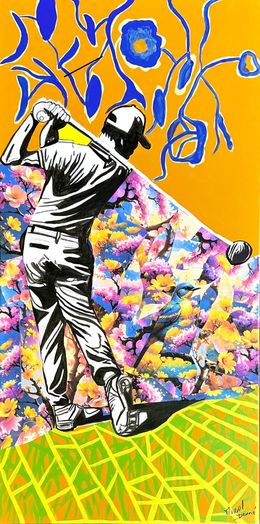 Painting, Golfeur Hors Swing, Muriel Deumie