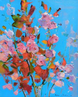 Painting, Sakura. Red and blue, Helen Shukina
