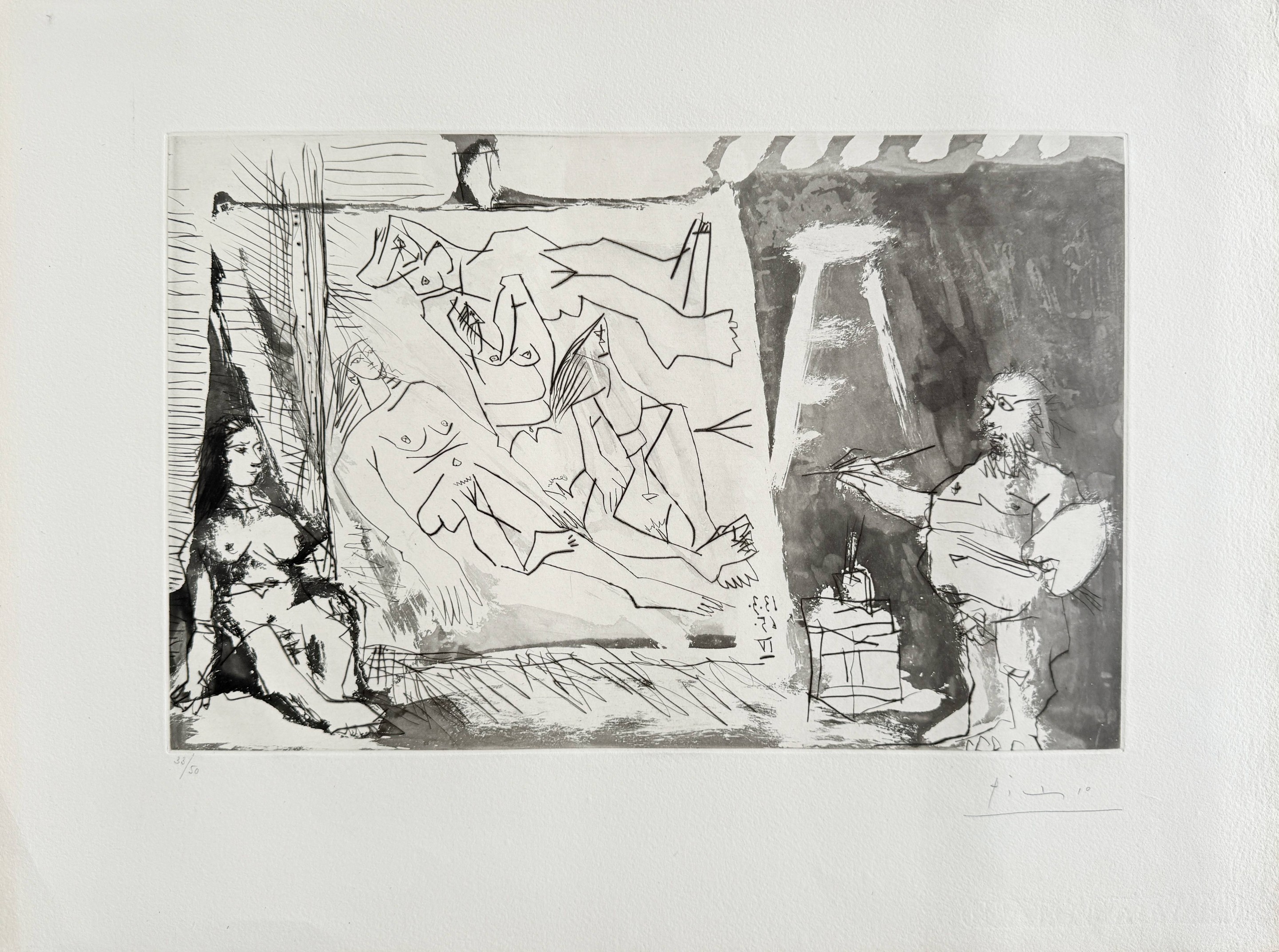 Pablo Picasso, Peintre et sa toile avec modèle assis Pablo Picasso, Peintre et sa toile avec modèle assis