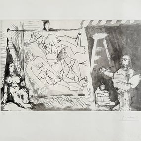 Print, Peintre et sa toile avec modèle assis, Pablo Picasso