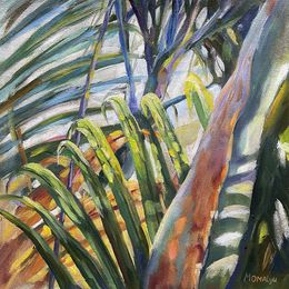 Painting, Tropical Greetings. Palm leaves, Momalyu Liubov Kriuchkova