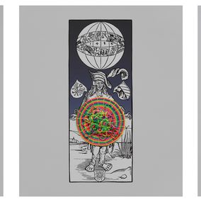 Gemälde, Untitled Triptych. Hand Embroidery on printed cloth. From the Durero series, Ana Seggiaro