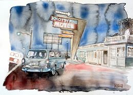 Peinture, Knotty Pine Motel (shot frame from movie: The Sure Thing (1985)), Lucio Forte