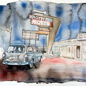 Peinture, Knotty Pine Motel (shot frame from movie: The Sure Thing (1985)), Lucio Forte