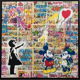 Peinture, Girl with Balloon x POP x Mickey and Minnie, Koen Betjes